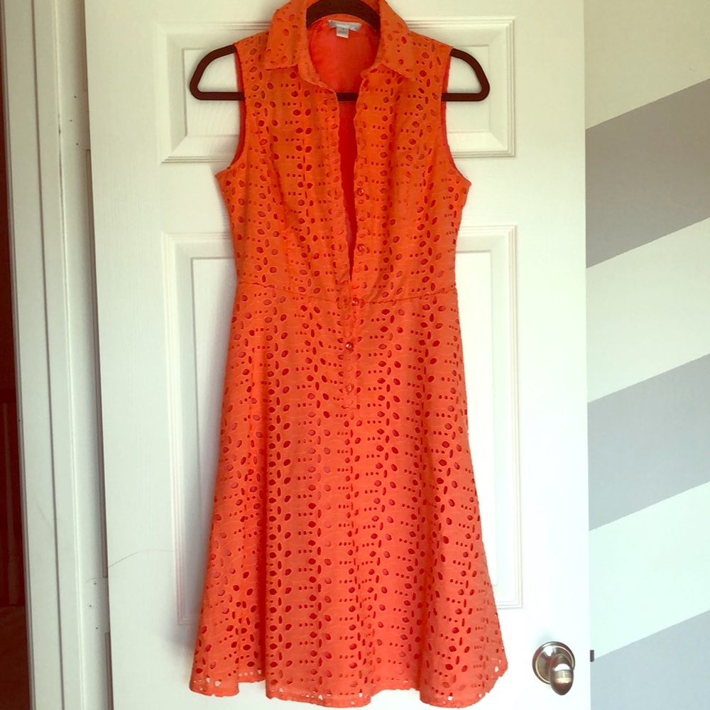 London Times eyelet coral dress
